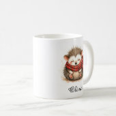 Sleepy Hedgehog in Cozy Scarf Custom Name Mug コーヒーマグカップ (正面右)