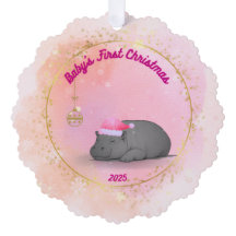 Sleepy Hippo Baby - Paper Ornament
