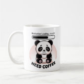 Sleepy Kawaii Panda Motivation Loading コーヒーマグカップ (左)