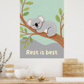 Sleepy Koala Calm Nursery Art ポスター (キッチン)