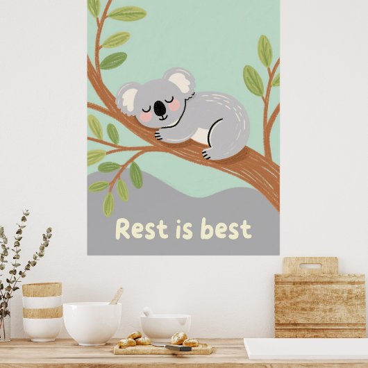 Sleepy Koala Calm Nursery Art ポスター (キッチン)
