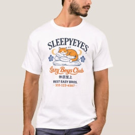 Sleepy Lazy Boys Club – かわいい寝猫グラフィック Tシャツ