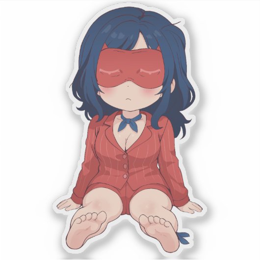 Sleepy Mita Chibi Cute Anime Sticker シール (正面)