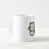 Sleepy Owl on Coffee – Cute Cozy Illustration コーヒーマグカップ (正面左)