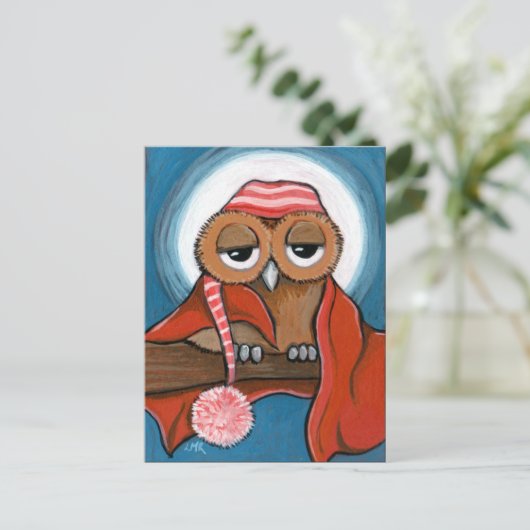 Sleepy Owl Postcard ポストカード (スタンド正面)