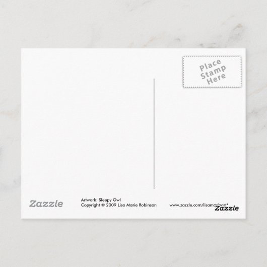 Sleepy Owl Postcard ポストカード (裏面)