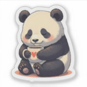 Sleepy Panda Hugging Coffee Mug – Cozy Vibes シール (正面)