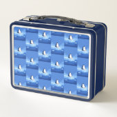 Sleepy Penguin, Boys, Personalized Blue  メタルランチボックス (裏面)