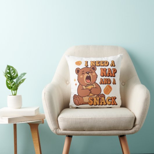 Sleepy Retro Bear Comfort Square Pillow クッション (椅子)