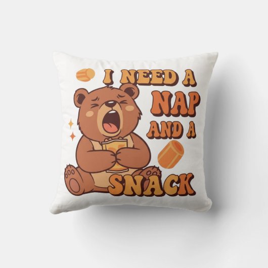 Sleepy Retro Bear Comfort Square Pillow クッション (裏面)