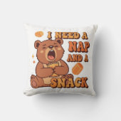 Sleepy Retro Bear Comfort Square Pillow クッション (正面)