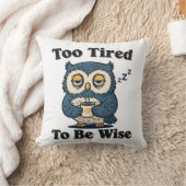 Sleepy Retro Owl Square Throw Pillow クッション (ブランケット)
