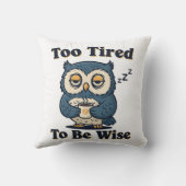 Sleepy Retro Owl Square Throw Pillow クッション (裏面)