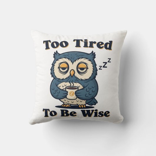 Sleepy Retro Owl Square Throw Pillow クッション (裏面)