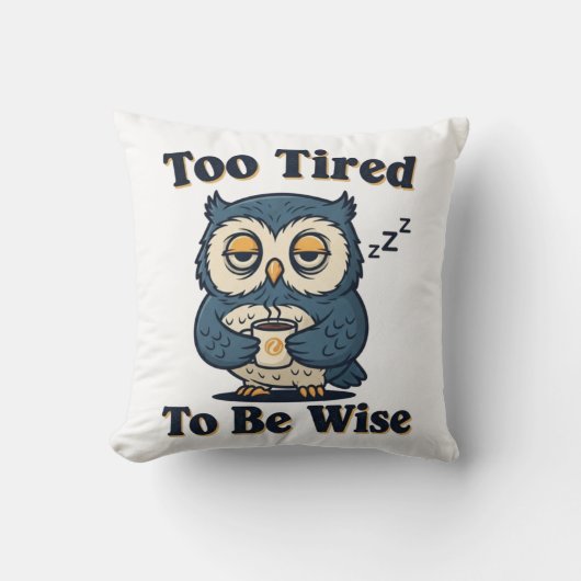 Sleepy Retro Owl Square Throw Pillow クッション (正面)