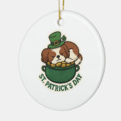 Sleepy Shih Tzu in Pot of Gold St.Patrick's Day セラミックオーナメント (左)
