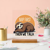 Sleepy Sloth Quote Vintage Cute Lazy Animal Shirt  アクリルサイン (ウェディング)
