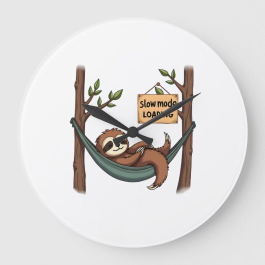 Sleepy Sloth Vintage Funny Lazy Animal Art 2 ラージ壁時計 (正面)