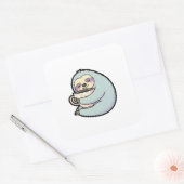 Sleepy Sloth with Coffee – Cute Cozy Illustration スクエアシール (封筒)