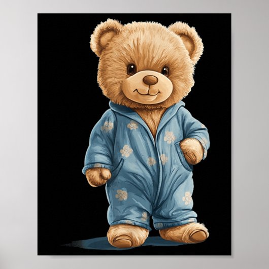 Sleepy Teddy Bear In Comfy Pajamas For Boys And Gi ポスター (正面)