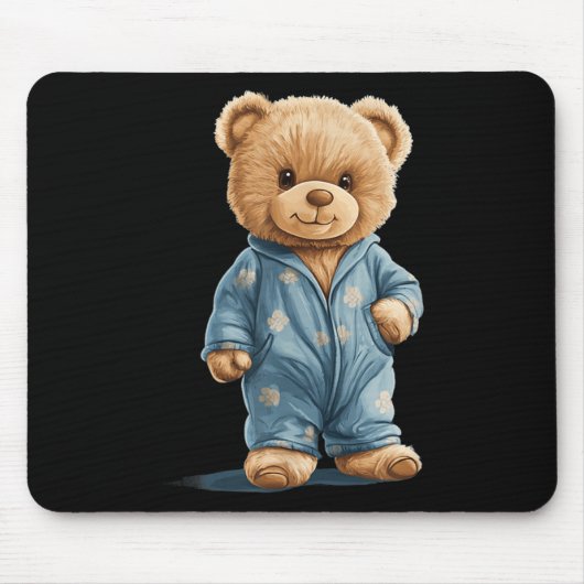 Sleepy Teddy Bear In Comfy Pajamas For Boys And Gi マウスパッド (正面)