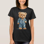 Sleepy Teddy Bear In Comfy Pajamas For Boys And Gi Tシャツ (正面)