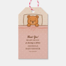 Sleepy Teddy Bear Light Pink Baby Shower
