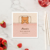 Sleepy Teddy Bear Light Pink Baby Shower スタンダードカクテルナプキン (インサイチュ)