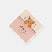 Sleepy Teddy Bear Light Pink Baby Shower スタンダードカクテルナプキン (角)