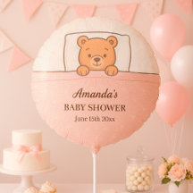 Sleepy Teddy Bear Light Pink Baby Shower