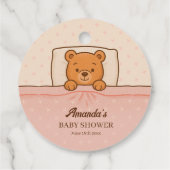 Sleepy Teddy Bear Light Pink Baby Shower フェイバータグ (裏面)