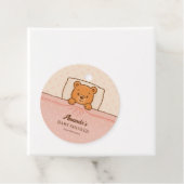 Sleepy Teddy Bear Light Pink Baby Shower フェイバータグ (インサイチュ)