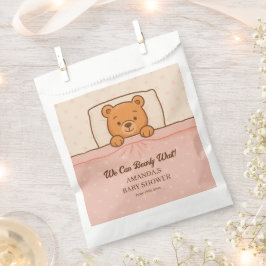 Sleepy Teddy Bear Light Pink Baby Shower フェイバーバッグ
