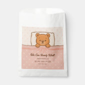 Sleepy Teddy Bear Light Pink Baby Shower フェイバーバッグ (正面)
