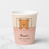 Sleepy Teddy Bear Light Pink Baby Shower 紙コップ (裏面)