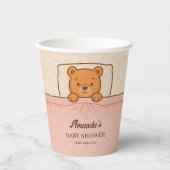 Sleepy Teddy Bear Light Pink Baby Shower 紙コップ (正面)