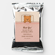 Sleepy Teddy Bear Light Pink Baby Shower Drink Mix
