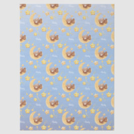 Sleepy Teddy Bear Moon Soft Blue Baby Shower 薄葉紙