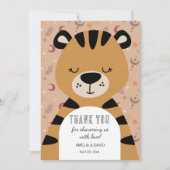 Sleepy Tiger Boho Woodland Thank You Baby Shower サンキューカード (正面)