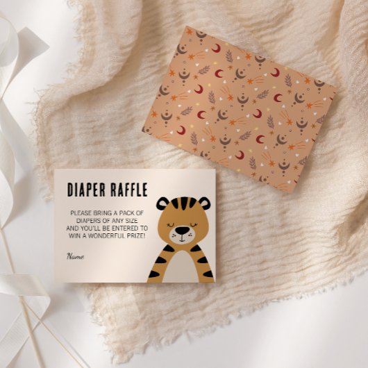 Sleepy Tiger Neutral Baby Shower Diaper Raffle エンクロージャーカード