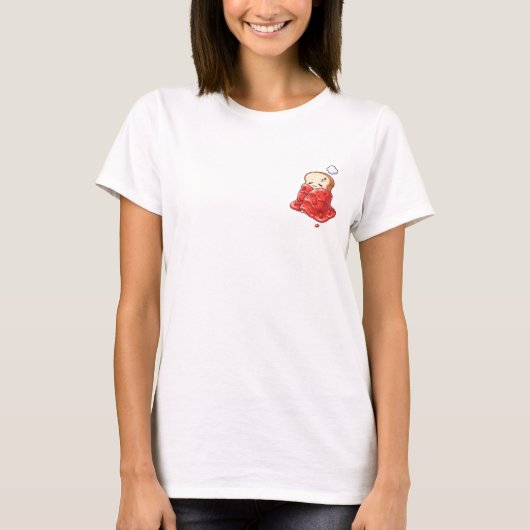 Sleepy Toast Slice Snug in a Glossy Strawberry Jam Tシャツ (正面)