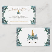 sleepy unicorn blue flower diaper raffle ticket エンクロージャーカード (正面/裏面)