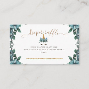 sleepy unicorn blue flower diaper raffle ticket エンクロージャーカード