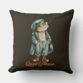 Sleepy Vintage Frog Throw Pillow クッション (正面)