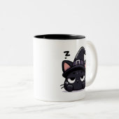 Sleepy Witch Cat Head | ハロウィンマグカップ 両面 ツートーンマグカップ (正面右)