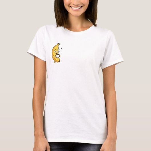 Sleepy Yellow Banana Character Holding Steamin Tシャツ (正面)