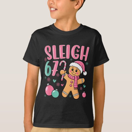Sleigh 67 Gingerbread Christmas Six Seven Meme Vir Tシャツ (正面)