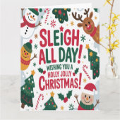 Sleigh All Day Christmas カード (黄色い花)