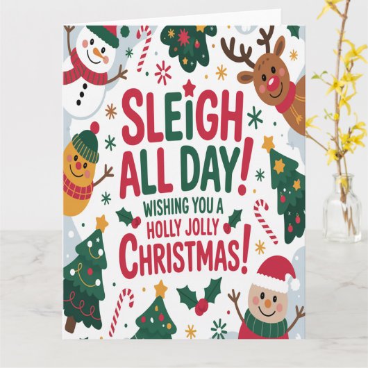 Sleigh All Day Christmas カード (黄色い花)