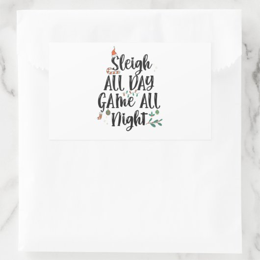 Sleigh All Day Game終夜のクリスマスおもしろい 長方形シール (バッグ)